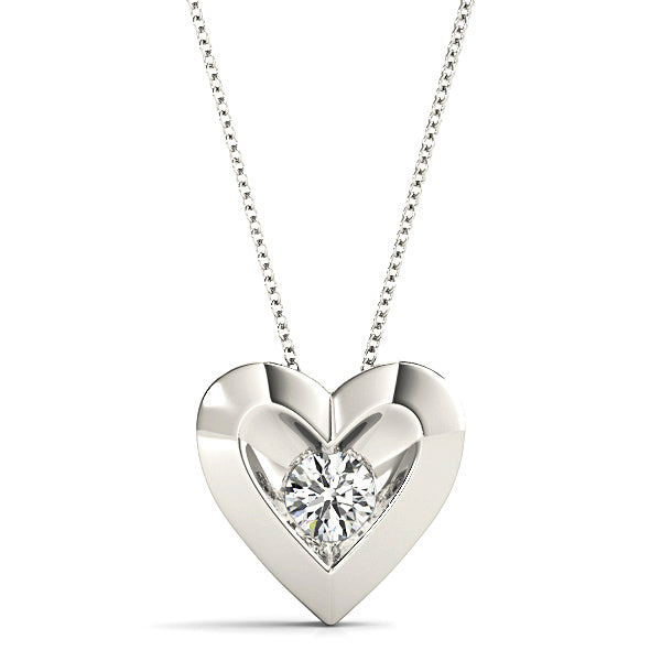 Diamond in Hearth Solitaire Necklace Pendant-VIRABYANI