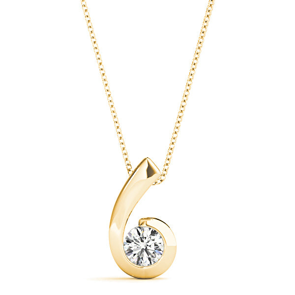 Twisted Bezel Set Round Diamond Solitaire Necklace Pendant-in 14K/18K White, Yellow, Rose Gold and Platinum - Christmas Jewelry Gift -VIRABYANI