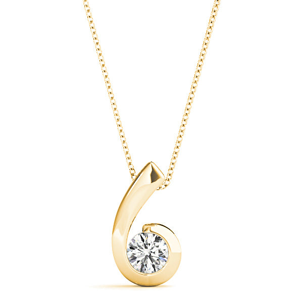 Twisted Bezel Set Round Diamond Solitaire Necklace Pendant-VIRABYANI
