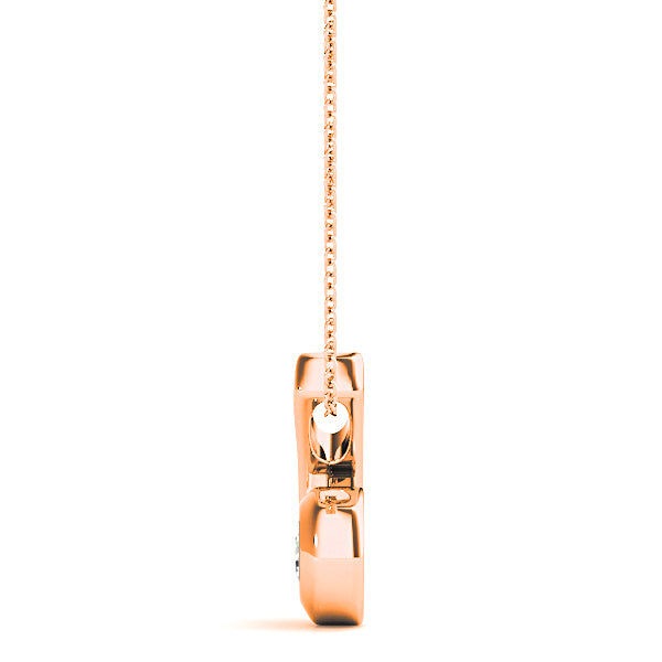 Twisted Bezel Set Round Diamond Solitaire Necklace Pendant-VIRABYANI