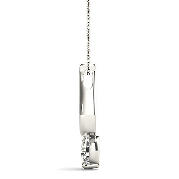 Single Prong Round Diamond Solitaire Necklace Pendant-VIRABYANI