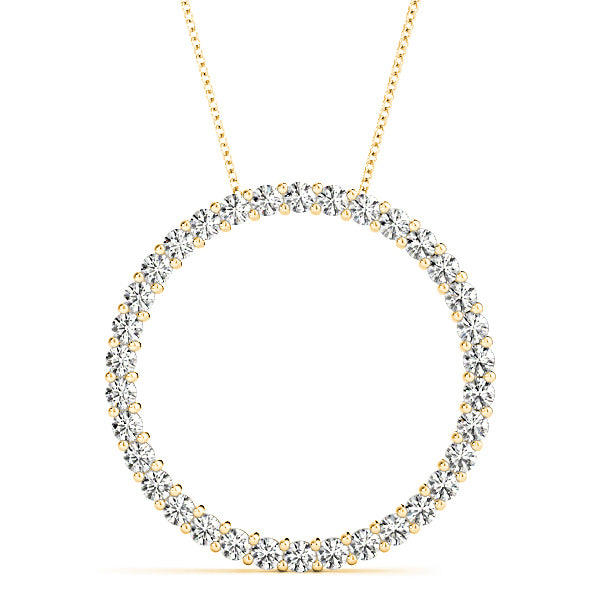 1.02 ctw Diamond Circle Necklace Pendant Shared Prong Set-VIRABYANI