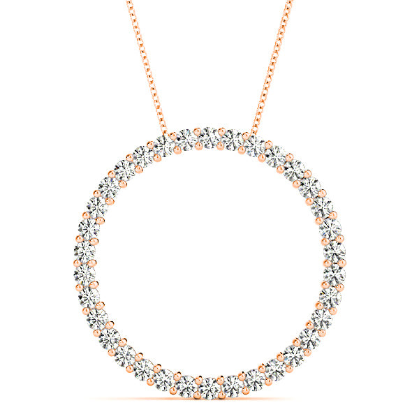 1.02 ctw Diamond Circle Necklace Pendant Shared Prong Set-VIRABYANI