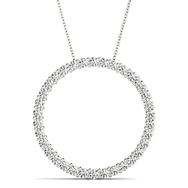 1.02 ctw Diamond Circle Necklace Pendant Shared Prong Set-in 14K/18K White, Yellow, Rose Gold and Platinum - Christmas Jewelry Gift -VIRABYANI