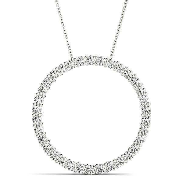 1.02 ctw Diamond Circle Necklace Pendant Shared Prong Set-VIRABYANI