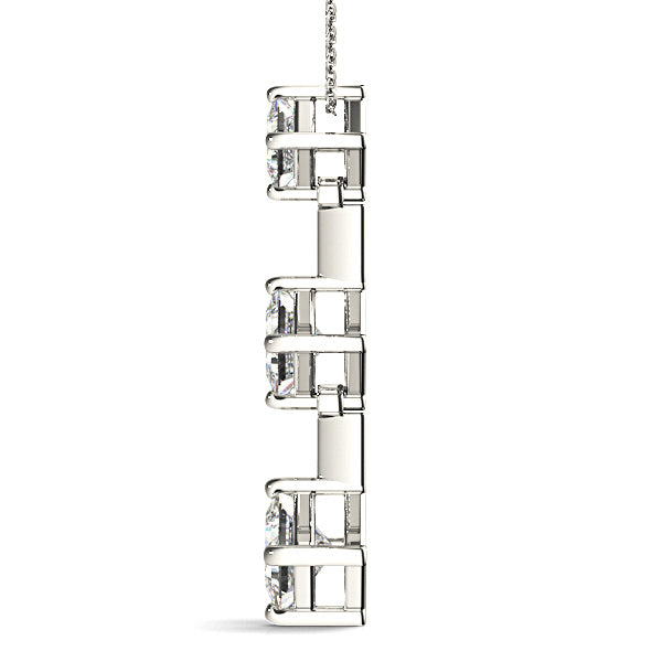 1.00 ctw Graduated Princess Cut Diamond Three Stone Necklace Pendant-VIRABYANI