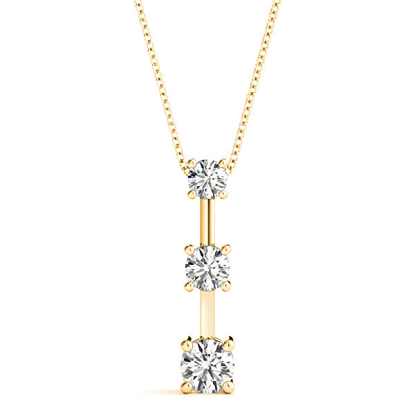 Graduated 1.00 ctw Diamond Three Stone Necklace Pendant-in 14K/18K White, Yellow, Rose Gold and Platinum - Christmas Jewelry Gift -VIRABYANI