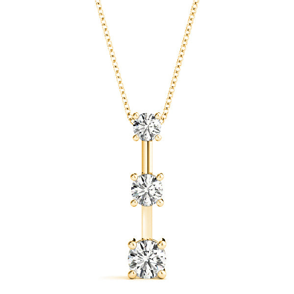 Graduated 1.00 ctw Diamond Three Stone Necklace Pendant-VIRABYANI