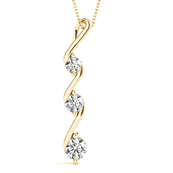 0.50 ctw Graduated Diamond Three Stone Necklace Pendant-VIRABYANI