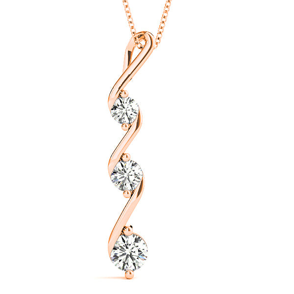 0.50 ctw Graduated Diamond Three Stone Necklace Pendant-in 14K/18K White, Yellow, Rose Gold and Platinum - Christmas Jewelry Gift -VIRABYANI