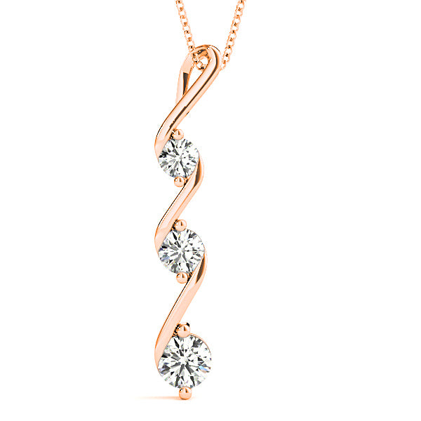 0.50 ctw Graduated Diamond Three Stone Necklace Pendant-VIRABYANI