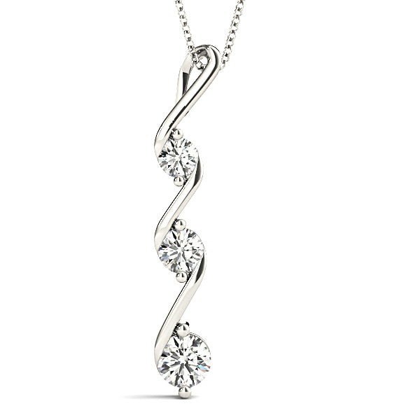 0.50 ctw Graduated Diamond Three Stone Necklace Pendant-VIRABYANI