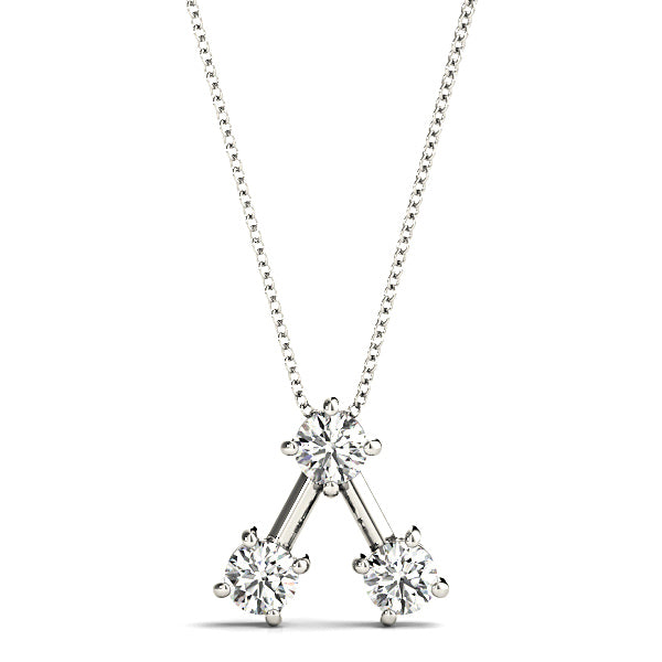 1.00 ctw Round Diamond Three Stone Necklace Pendant-in 14K/18K White, Yellow, Rose Gold and Platinum - Christmas Jewelry Gift -VIRABYANI