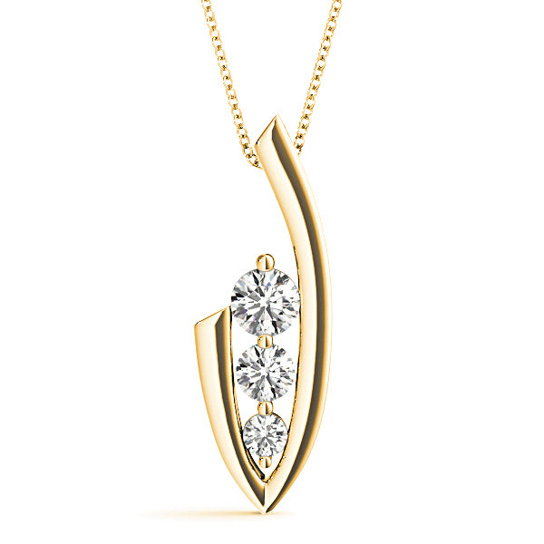 0.50 ctw Diamond Three Stone Necklace Pendant-VIRABYANI