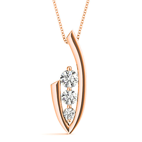 0.50 ctw Diamond Three Stone Necklace Pendant-VIRABYANI