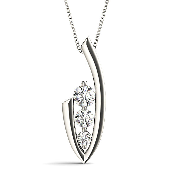 0.50 ctw Diamond Three Stone Necklace Pendant-VIRABYANI