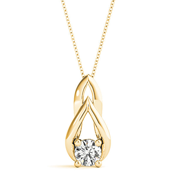 Tear Drop Round Diamond Solitaire Necklace Pendant-VIRABYANI