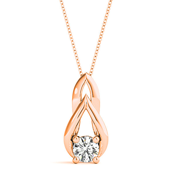 Tear Drop Round Diamond Solitaire Necklace Pendant-in 14K/18K White, Yellow, Rose Gold and Platinum - Christmas Jewelry Gift -VIRABYANI