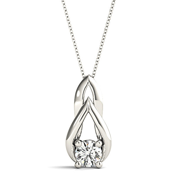 Tear Drop Round Diamond Solitaire Necklace Pendant-VIRABYANI