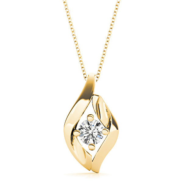 Four Prong Round Diamond Solitaire Necklace Pendant-VIRABYANI