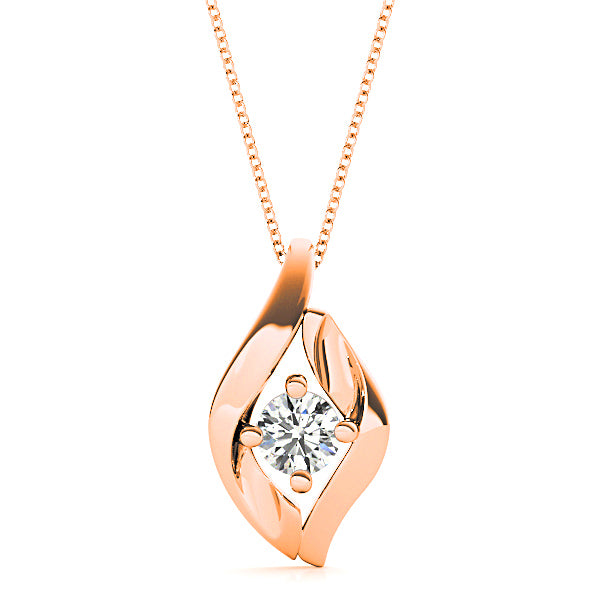 Four Prong Round Diamond Solitaire Necklace Pendant-VIRABYANI