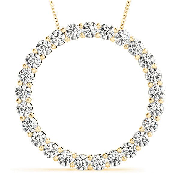 2.0 ctw Diamond Circle Necklace Pendant Shared Prong Set-in 14K/18K White, Yellow, Rose Gold and Platinum - Christmas Jewelry Gift -VIRABYANI