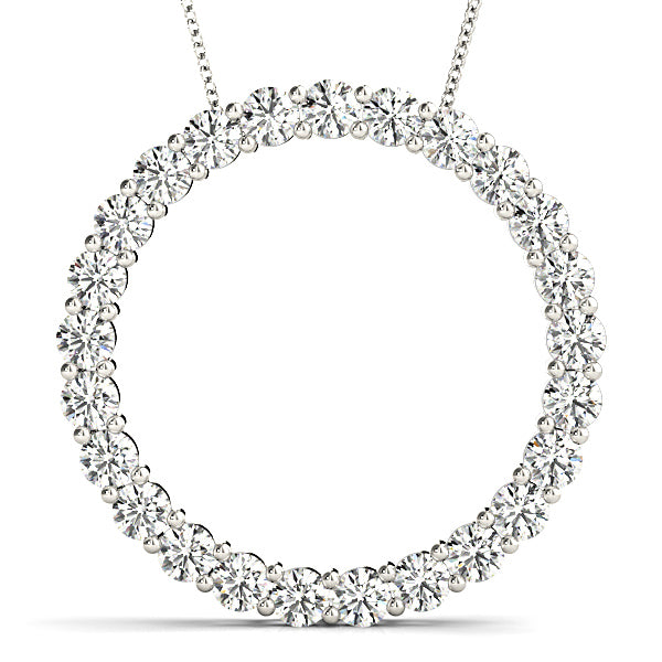 2.0 ctw Diamond Circle Necklace Pendant Shared Prong Set-in 14K/18K White, Yellow, Rose Gold and Platinum - Christmas Jewelry Gift -VIRABYANI