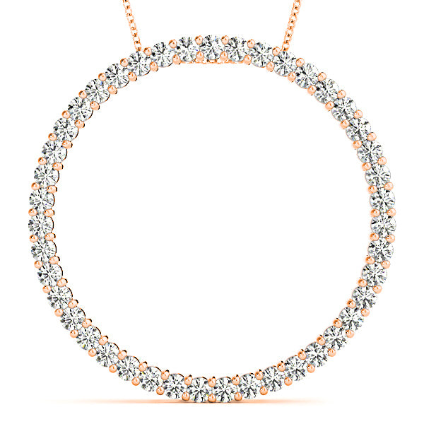 1.29 ctw Diamond Circle Necklace Pendant Shared Prong Set-VIRABYANI