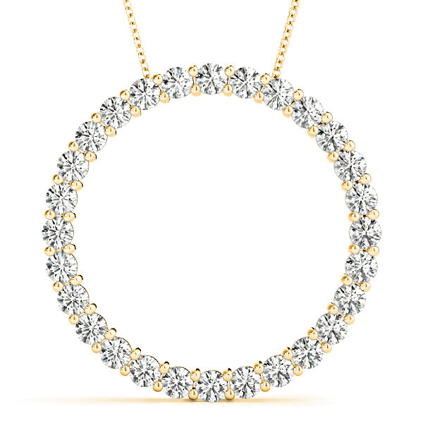 1.26 ctw Diamond Circle Necklace Pendant Shared Prong Set-VIRABYANI