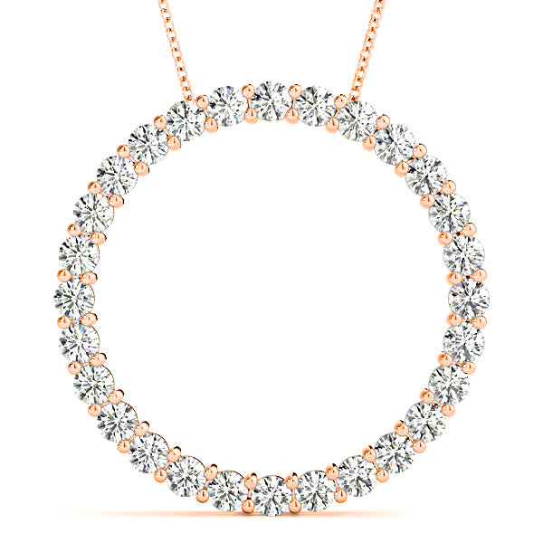 1.26 ctw Diamond Circle Necklace Pendant Shared Prong Set-in 14K/18K White, Yellow, Rose Gold and Platinum - Christmas Jewelry Gift -VIRABYANI