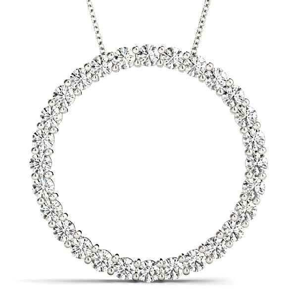 1.26 ctw Diamond Circle Necklace Pendant Shared Prong Set-in 14K/18K White, Yellow, Rose Gold and Platinum - Christmas Jewelry Gift -VIRABYANI