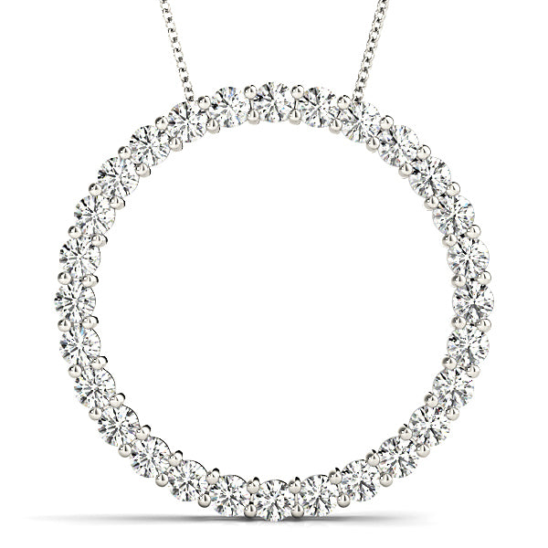 1.26 ctw Diamond Circle Necklace Pendant Shared Prong Set-VIRABYANI