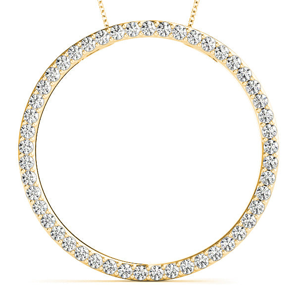 1.00 ctw Diamond Circle Necklace Pendant Pave Set-VIRABYANI
