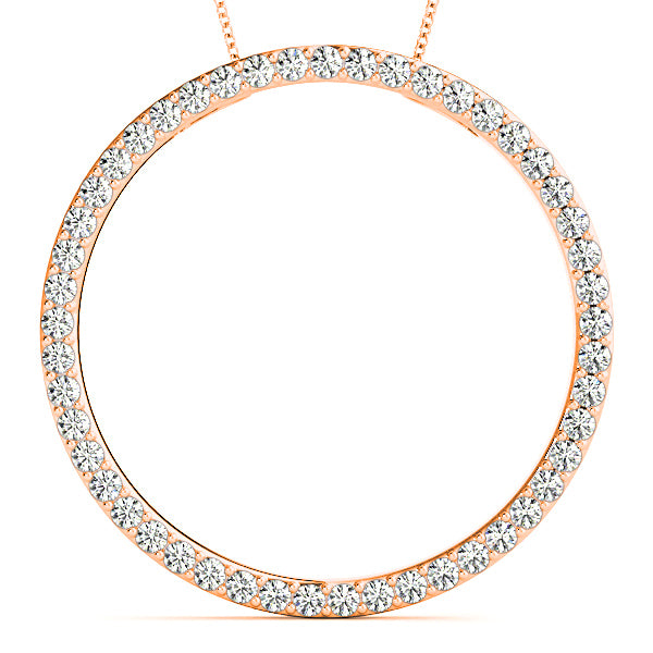 1.00 ctw Diamond Circle Necklace Pendant Pave Set-in 14K/18K White, Yellow, Rose Gold and Platinum - Christmas Jewelry Gift -VIRABYANI