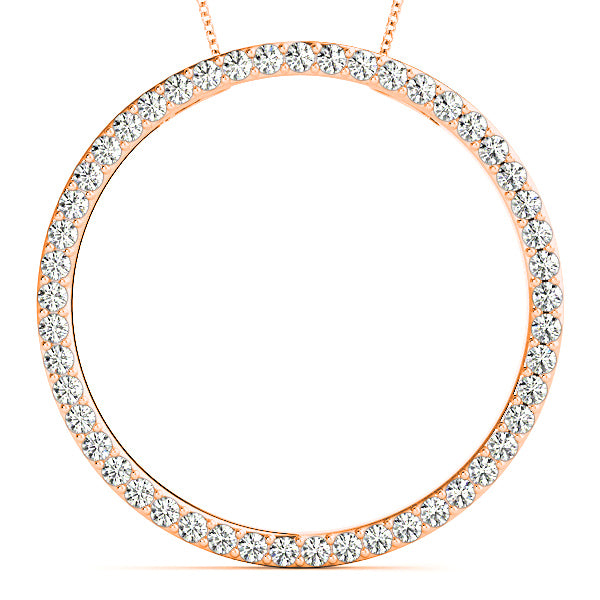 1.00 ctw Diamond Circle Necklace Pendant Pave Set-VIRABYANI