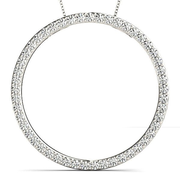 1.00 ctw Diamond Circle Necklace Pendant Pave Set-VIRABYANI