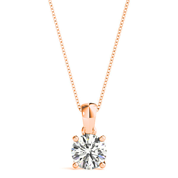 Trellis Setting Round Diamond Solitaire Necklace Pendant-in 14K/18K White, Yellow, Rose Gold and Platinum - Christmas Jewelry Gift -VIRABYANI