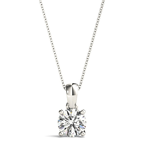 Trellis Setting Round Diamond Solitaire Necklace Pendant-VIRABYANI