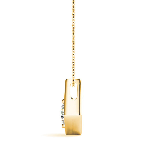 Two Prong Round Diamond Solitaire Necklace Pendant-VIRABYANI