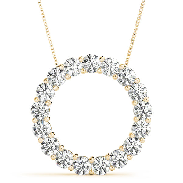 3.06 ctw Diamond Circle Necklace Pendant Shared Prong Set-VIRABYANI