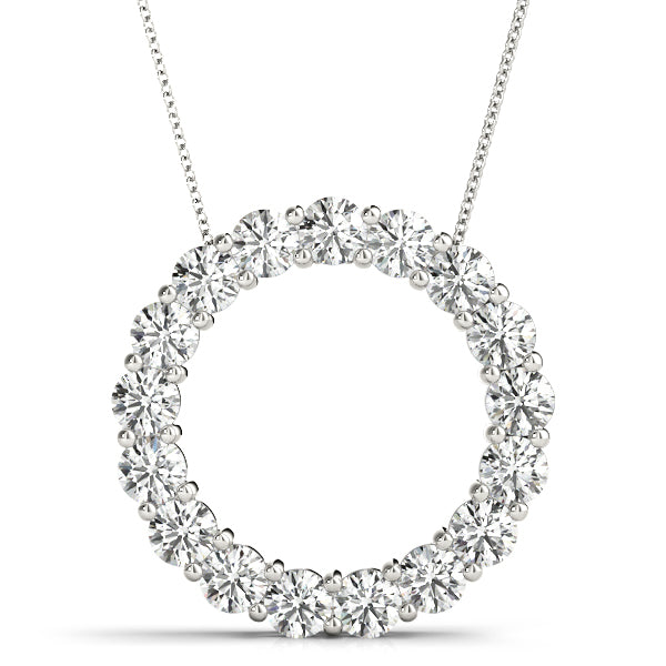 3.06 ctw Diamond Circle Necklace Pendant Shared Prong Set-VIRABYANI