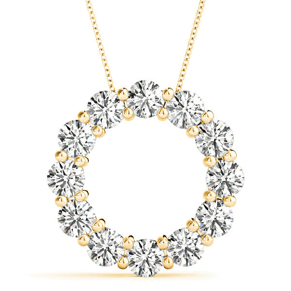3.0 ctw Diamond Circle Necklace Pendant Shared Prong Set-in 14K/18K White, Yellow, Rose Gold and Platinum - Christmas Jewelry Gift -VIRABYANI