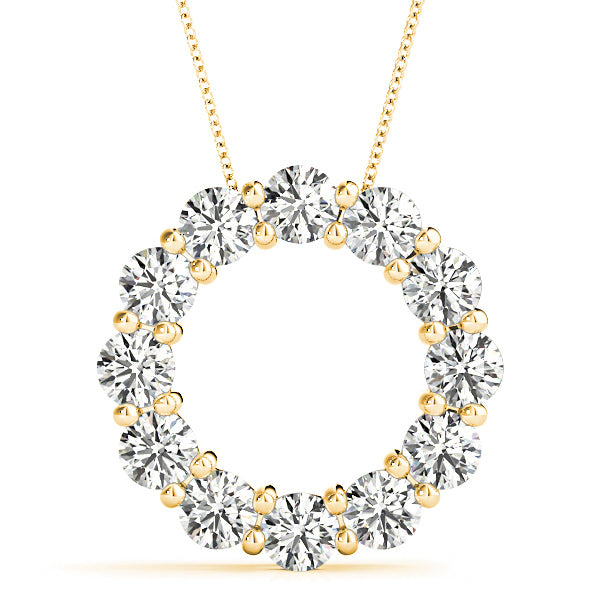 3.0 ctw Diamond Circle Necklace Pendant Shared Prong Set-VIRABYANI