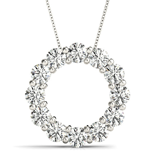 3.0 ctw Diamond Circle Necklace Pendant Shared Prong Set-VIRABYANI