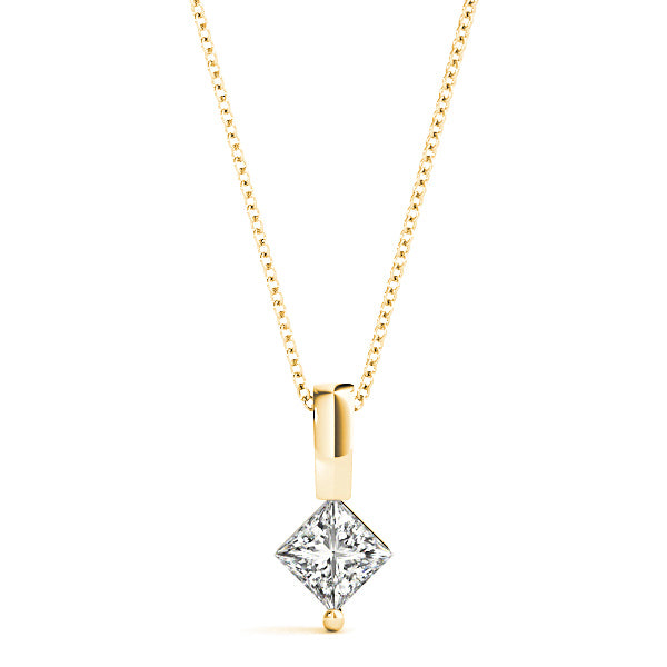 Princess Cut Diamond Solitaire Necklace Pendant-in 14K/18K White, Yellow, Rose Gold and Platinum - Christmas Jewelry Gift -VIRABYANI
