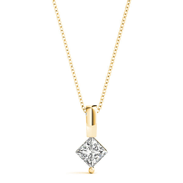 Princess Cut Diamond Solitaire Necklace Pendant-VIRABYANI