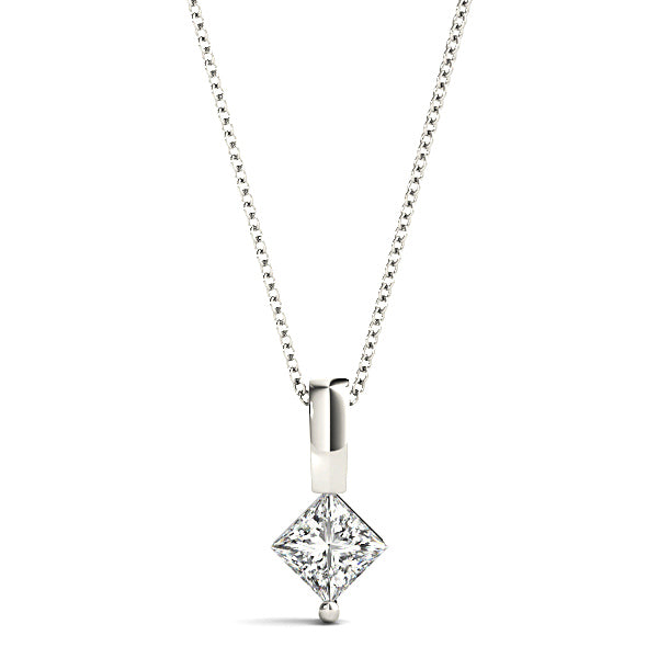 Princess Cut Diamond Solitaire Necklace Pendant-in 14K/18K White, Yellow, Rose Gold and Platinum - Christmas Jewelry Gift -VIRABYANI
