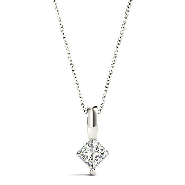 Princess Cut Diamond Solitaire Necklace Pendant-VIRABYANI