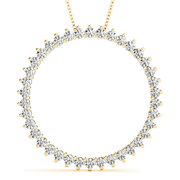 0.75 ctw Diamond Three Prong Circle Necklace Pendant-VIRABYANI
