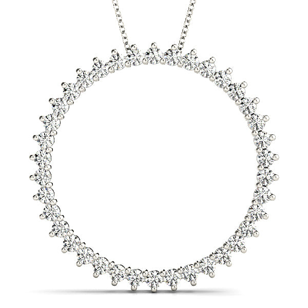 0.75 ctw Diamond Three Prong Circle Necklace Pendant-VIRABYANI